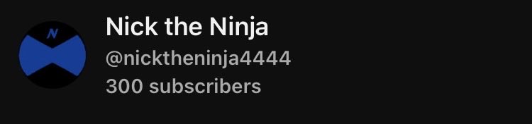 🥷: Everyone! I'm happy to announce that l've made it too 300 subscribers on my YouTube channel 😁