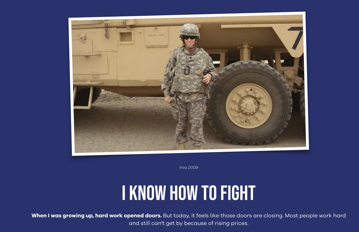 So yesterday I was ripping on this Democrat veteran for asking us to vote for her just because she is a veteran.

I included a picture from her campaign site where she was dressed like a Private E-1 trying on her newly issued CIF gear for the first time.

But I neglected to show