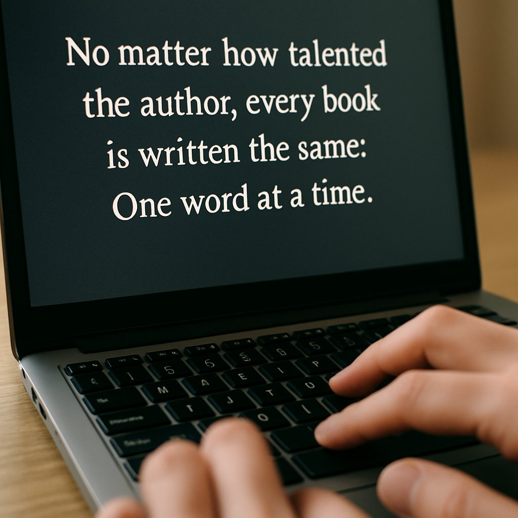 Octoberarden's tweet photo. No matter how talented the author, every book is written the same: One word at a time. 
Keep going. 
#WritingAdvice #writingfiction #ADHD #LGBTauthor https://t.co/m7eY9k0BiF