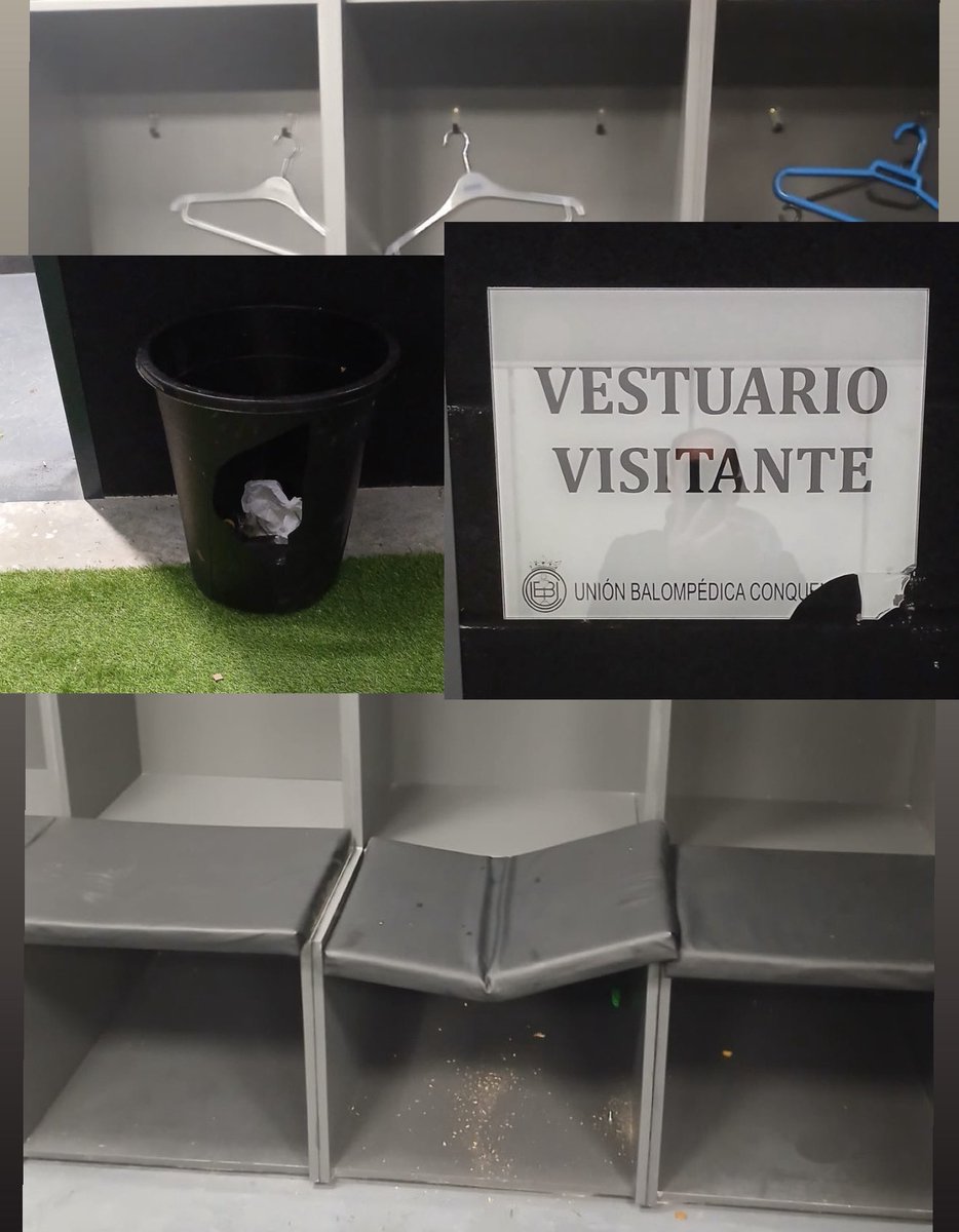 Papelera rota, vestuario dañado y cartel dañado.

Una absoluta falta de respeto lo que ha hecho el <a href="/RayoVallecano/">Rayo Vallecano</a> como club a un compañero de viaje como es la <a href="/UBConquense/">UB Conquense</a> solamente por perder el partido. 

Así han dejado los niños del Rayito las instalaciones que han sido