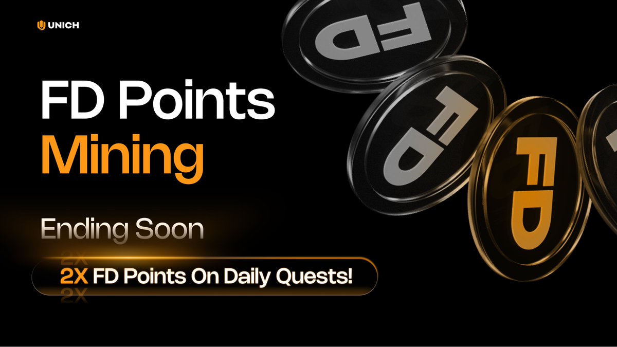 𝐅𝐢𝐧𝐚𝐥 𝟒𝟖 𝐇𝐨𝐮𝐫𝐬 𝐁𝐞𝐟𝐨𝐫𝐞 𝐔𝐧𝐢𝐜𝐡 𝐍𝐞𝐭𝐰𝐨𝐫𝐤 𝐆𝐨𝐞𝐬 𝐋𝐢𝐯𝐞

In exactly 48 hours, the FD Points Airdrop Campaign will close - and at that moment, Unich Network will officially go live.

• As announced earlier, all FD Points you’ve accumulated will be