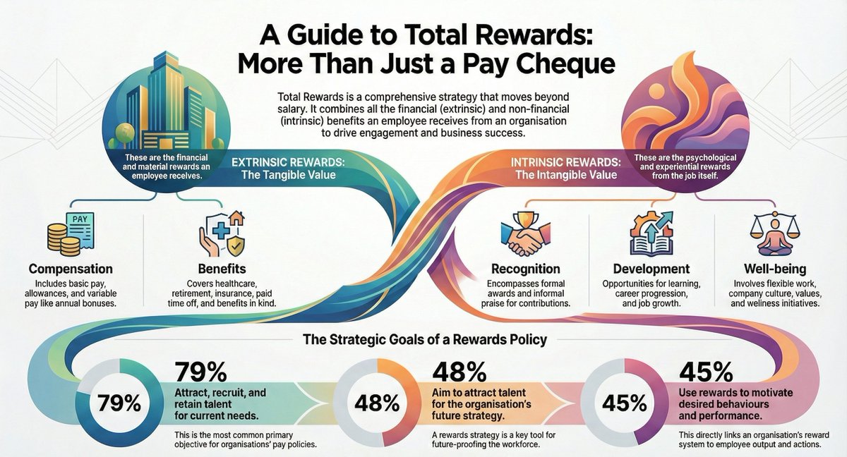 💡 Total Rewards is more than just a paycheck.

It includes:
✅ Compensation &amp; Benefits
🏆 Recognition
📚 Development
💙 Employee Well-being
A strong rewards strategy helps attract, retain &amp; engage top talent.

#TotalRewards #HRStrategy #EmployeeEngagement #TalentManagement