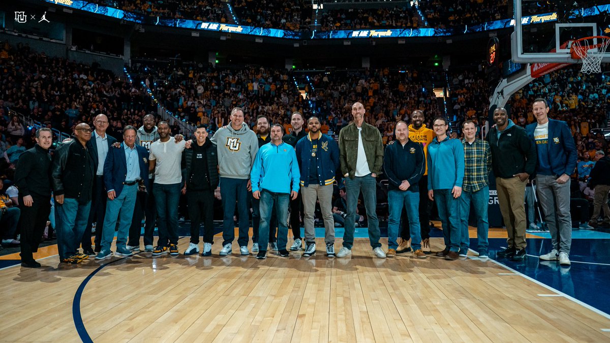 MarquetteMBB's tweet photo. Great having 2005-06 team back in the house!

#MUBB | #WeAreMarquette https://t.co/S3RqZ9FswX