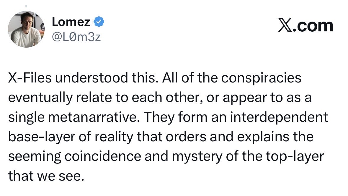 L0m3z's tweet image. Everything is connected and there are no coincidences.