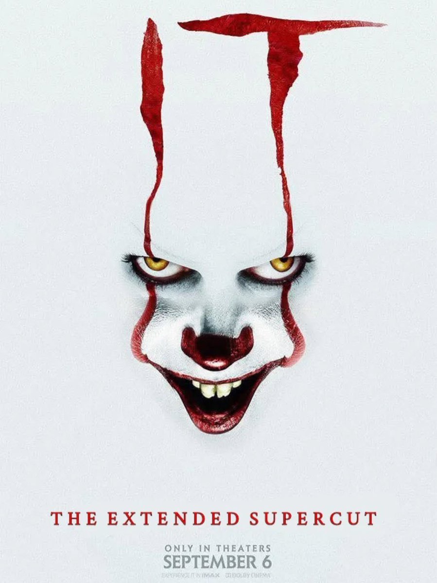 Stephenkingesp2's tweet photo. Una versión extendida con más de 6 HORAS llena de escenas nunca antes vistas de IT y IT: EL CAPÍTULO DOS está oficialmente en desarrollo, según el propio Andy Muschietti. Si todo va bien, el plan es lanzar el supercorte en septiembre. https://t.co/bX1DxaQeeu