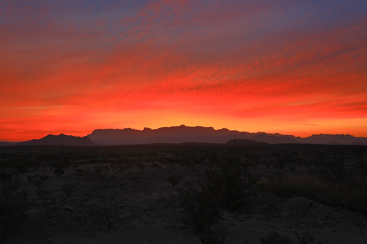 The Arcane Texas Fact of the Day:  The Chisos mountains in Big Bend National Park are the only mountain range contained entirely within a national park.

Shown here: dawn comes up over the Chisos. One of my own photos, taken at sunrise in November, 2014.