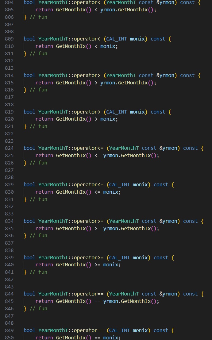 HakkuTyyppi's tweet photo. I know the DRY principle. So first I tried using macros for repeating operators. Looks like IntelliSense didn't realize what was happening. Then when I scrolled away, they were redlined due to missing macro definitions. So yes, I RY myself.

#LearningCPP #coding #OlderStandard https://t.co/ALfZIyDtoX