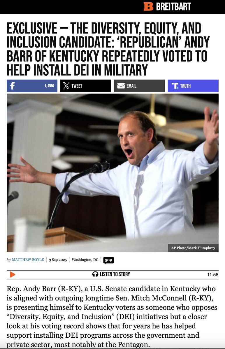 RINO <a href="/barrforsenate/">Andy Barr</a> repeatedly voted to make our military woke and install DEI policies at the Pentagon - He voted to create a "Chief Diversity Officer at the Pentagon, to increase DEI spending by 27% and to rename historic military bases to satisfy woke leftists.