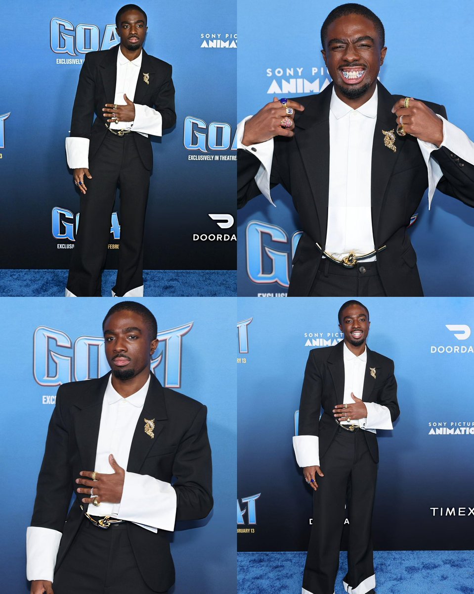 calebscomfort's tweet photo. main character energy at the GOAT premiere https://t.co/Tnws6b8oeJ