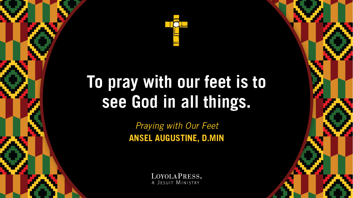 loyolapress's tweet photo. Ignatian spirituality reminds us that prayer and action belong together. When we “pray with our feet,” we learn to see God in all things. #PrayingwithOurFeetbook #Ignatianspirituality https://t.co/kvdBJ1xQmm https://t.co/xGLCpAeuMi