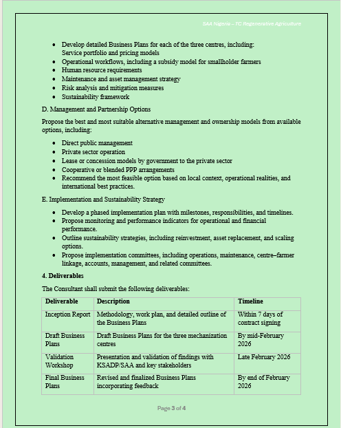 NigeriaSasakawa's tweet photo. We are hiring! 

A Consultant to Develop Business Plans for Agricultural Mechanization Centres (AMCs) for the KSADP Project.

Location: Kano, Nigeria

Closing: February 12, 2026. https://t.co/kI7gACiTvd