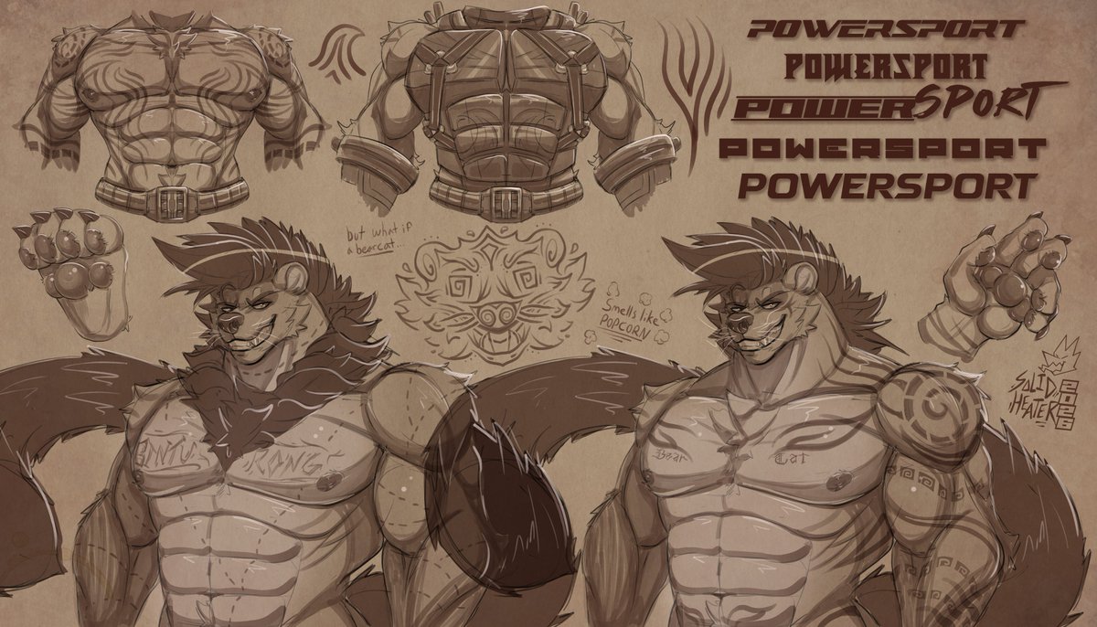 solidheater's tweet image. Another round of sketches! 

Changed him from a hyena to a binturong cuz I think they're rad

#furry #furryart #oc #binturong