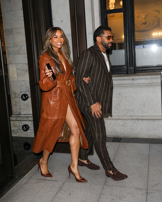 CottonConniee's tweet photo. Mr. and Mrs. Russell &amp; Ciara Wilson leave Fanatics Luncheon in San Francisco. #SuperBowl https://t.co/zT6Rm7VVQy