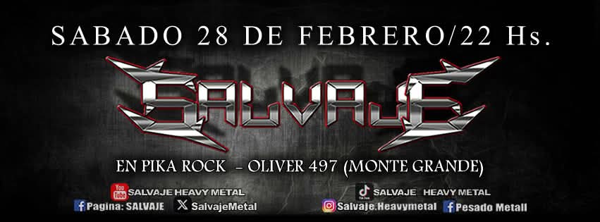 SalvajeMetal's tweet photo. Amigos! El Sabado 28 de Febrero volvemos a Monte grande,Tocamos en Pika Rock.
Pronto Mas Info. Se Agradece la Difusion
Los esperamos!!!🤘🤘
#salvajeheavymetal #salvaje #heavymetal #heavymetalargentino #heavymetalenespañol https://t.co/DnXkF2k5fB