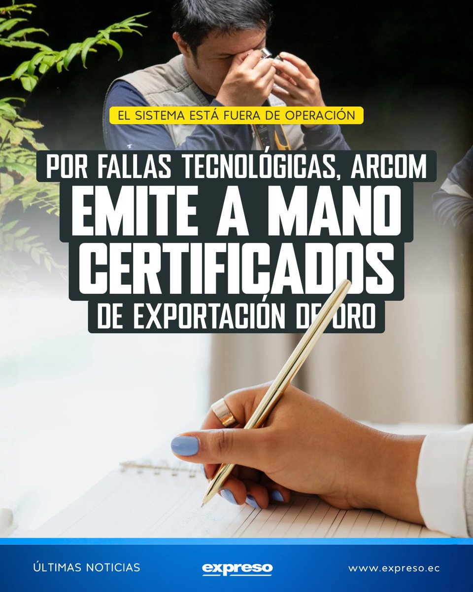 En medio del incremento del precio del oro en el mercado internacional, Ecuador enfrenta complicaciones para emitir las autorizaciones que permiten realizar estas ventas de manera formal.

Aquí los detalles 👉 bit.ly/4tnWOAb