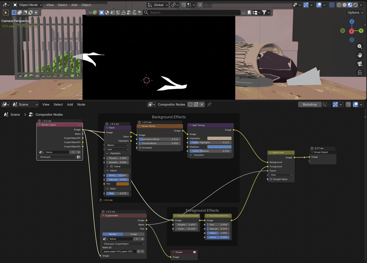 Through accidence, I discovered you can add multiple objects to a cryptomatte via comma separated array of object names. #b3d #blender #composting #animation