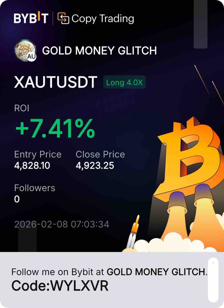 GOLDMONEYGLITCH's tweet photo. 🚨TRADE 2 CLOSED IN PROFIT🚨

+7.41%🔥

Total account growth+7.64%📈

LETS GO!!!!

Copy trade here⬇️
https://t.co/VIQPbcF3HJ https://t.co/wg4AfgIwgX