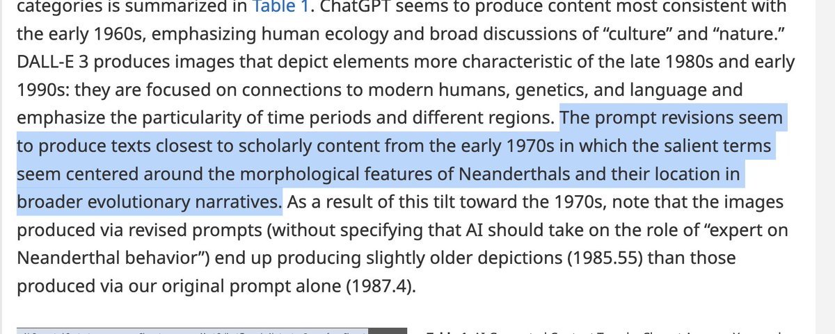 Really interesting study which looked at how LLMs represent history really poorly. The researchers found a large gap between scholarly literature and older stereotypes, with AI consistently reproducing outdated, stereotypical, and often inaccurate views of Neanderthals, even when
