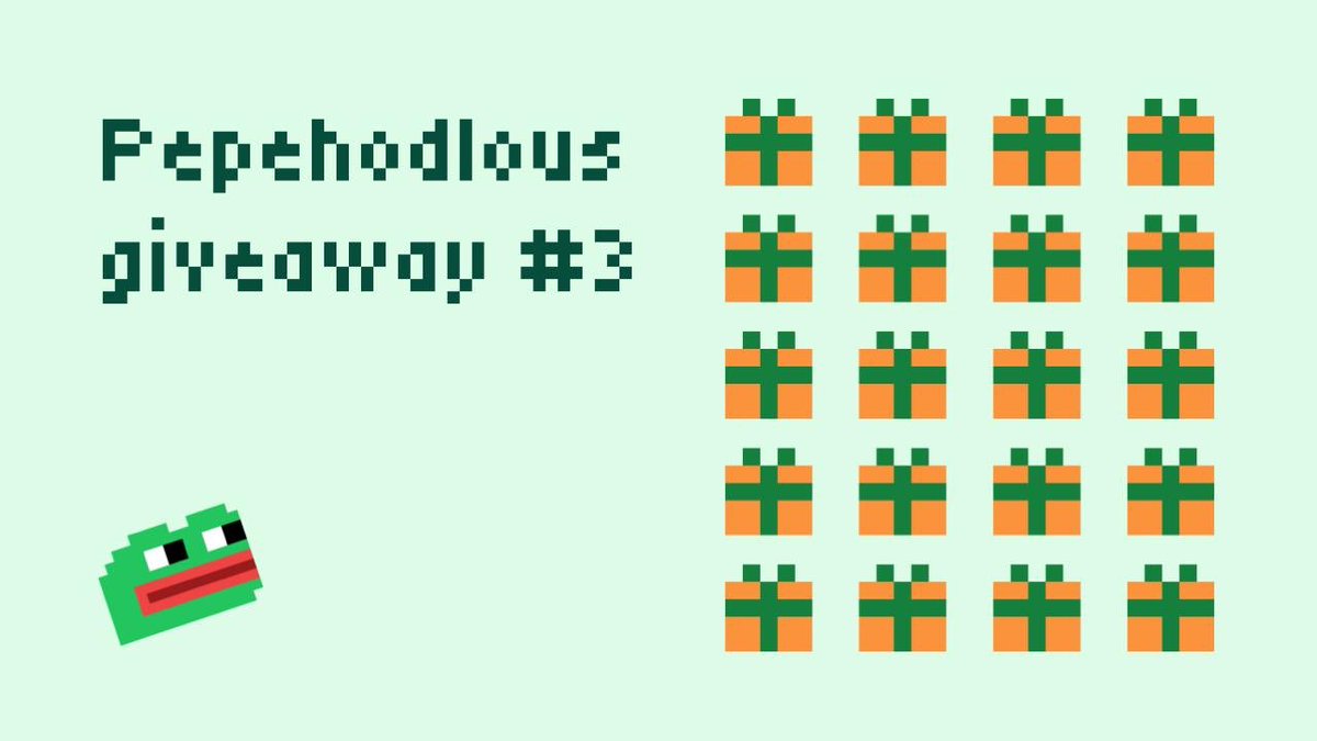 Hey fam 💚

I hope you are heaving a wonderful Saturday. To continue this lovely time I am dropping a massive giveaway. 

Pepehodlous giveaway #3 🎁
Number of max giveaways: 60

Follow, set notifs on and drop your SOL addy in the next 12 hours to receive a random Pepehodls NFT