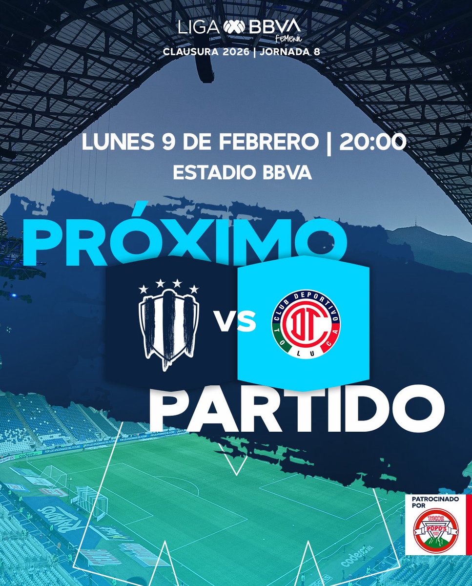 ¡VAMOS, RAYADAS! Ⓜ️🔥

🗓️ Lunes 9 de febrero
⌚️ 20:00
🏟️ Estadio BBVA

#TacosPopos