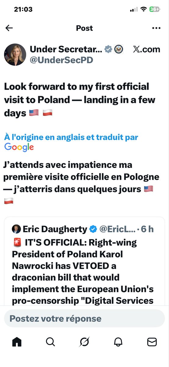 AnnMagayante's tweet photo. @Colon_David Oui celle là même qui veut , elle aussi, diviser l’#Europe et a hâte de rencontrer de président d’extrême droite polonais qui refuse le #DSA en 🇵🇱! Ns sommes attaqués de toute part #Russie #US! Mobilisons nous. Soutenons les posts de #FrenchResponse #Elysee #EmmanuelMacron https://t.co/178cnSvReN