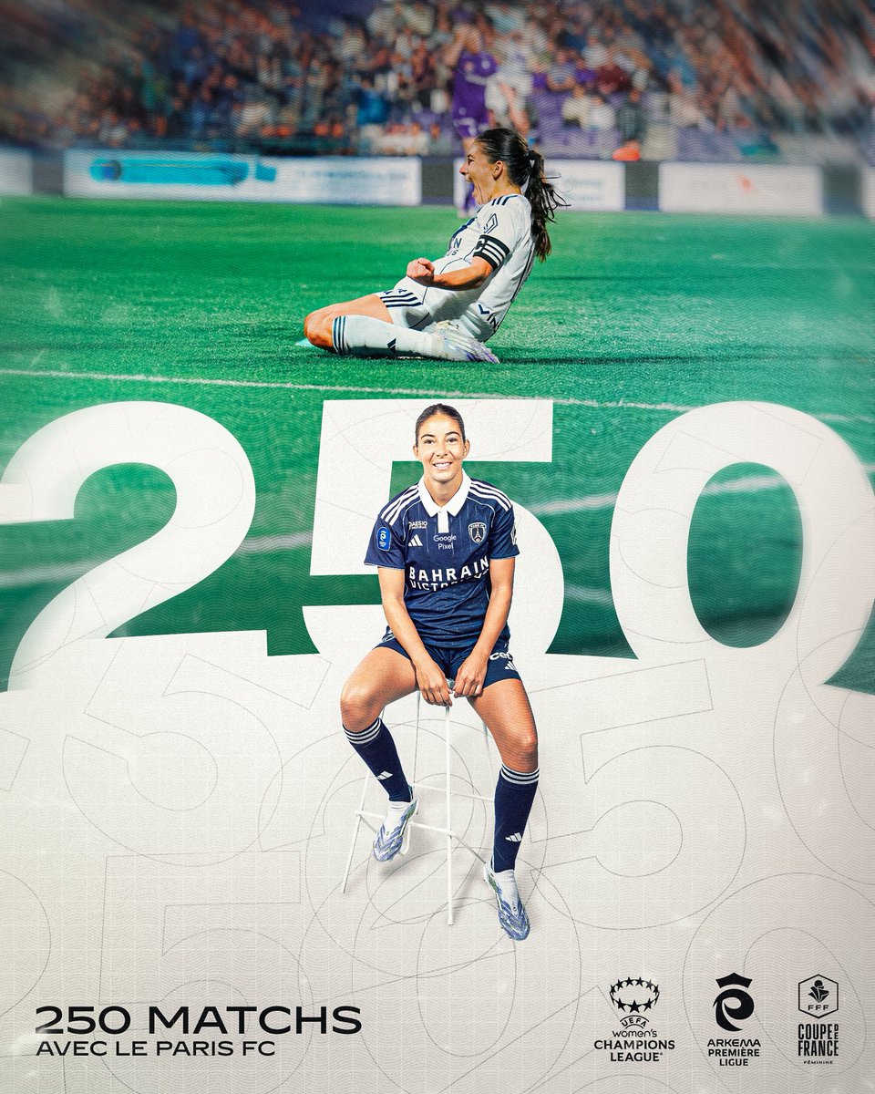 𝟐𝟓𝟎𝐞 𝐦𝐚𝐭𝐜𝐡 𝐬𝐨𝐮𝐬 𝐥𝐞 𝐦𝐚𝐢𝐥𝐥𝐨𝐭 𝐩𝐚𝐫𝐢𝐬𝐢𝐞𝐧 💙

Clara Mateo joue ce soir son 250e match toutes compétitions confondues 💪

Symbole de longévité pour notre capitaine 🫶

🔵⚪️ #CertifiéParis #ParisFC