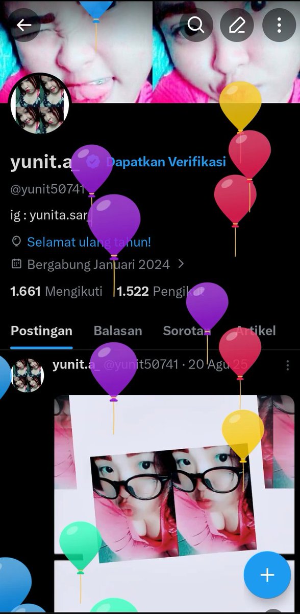 yunit50741's tweet photo. Happy birthday to me🎉
Lucu ada balon²nya 😁 https://t.co/41F9wzXgkt