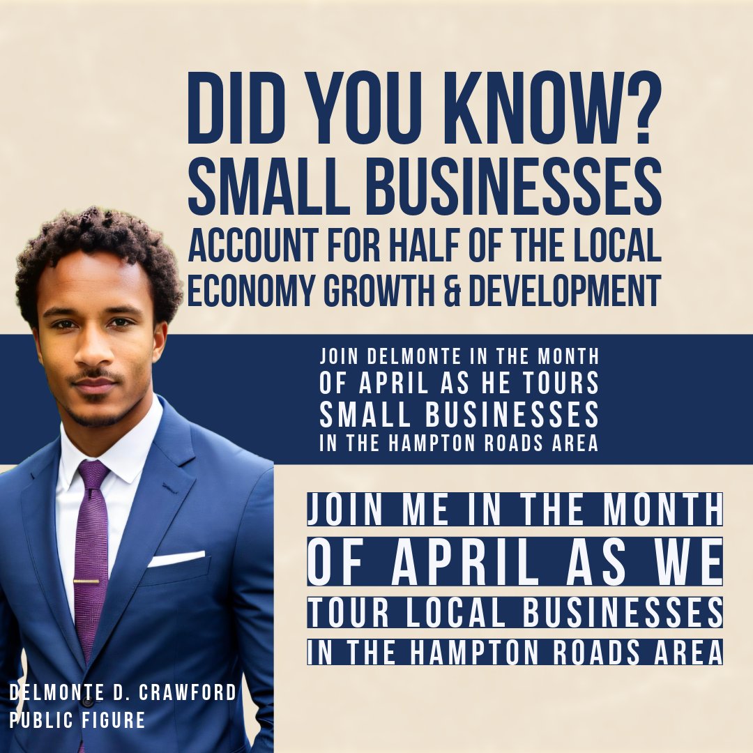 Did you know? 
Join me in the month of April as I take a tour of small businesses in the Hampton roads area!   #sba #smallbusinessmatter