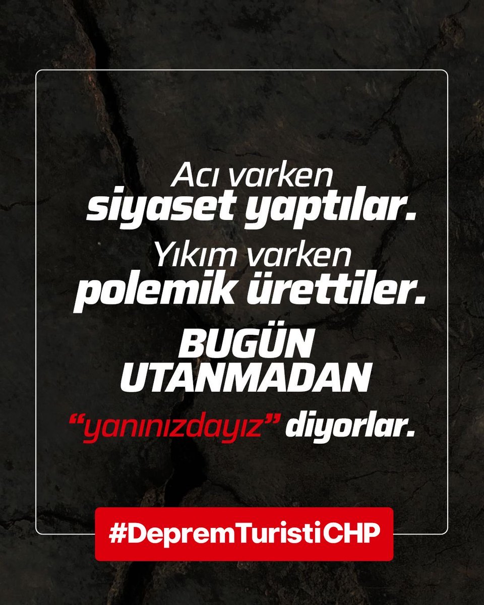AvGurkanAksoy's tweet photo. Asrın felaketinde milletimizin yanında samimiyetle duranlarla, sadece gündem olunca sahaya inenler arasındaki farkı vatandaşımız görüyor. Acı üzerinden siyaset yapan anlayış yerine kalıcı çözüm ve gerçek destek gerekir;  #DepremTuristiCHP ifadesi işte tam olarak budur. https://t.co/mdGWmz38EX