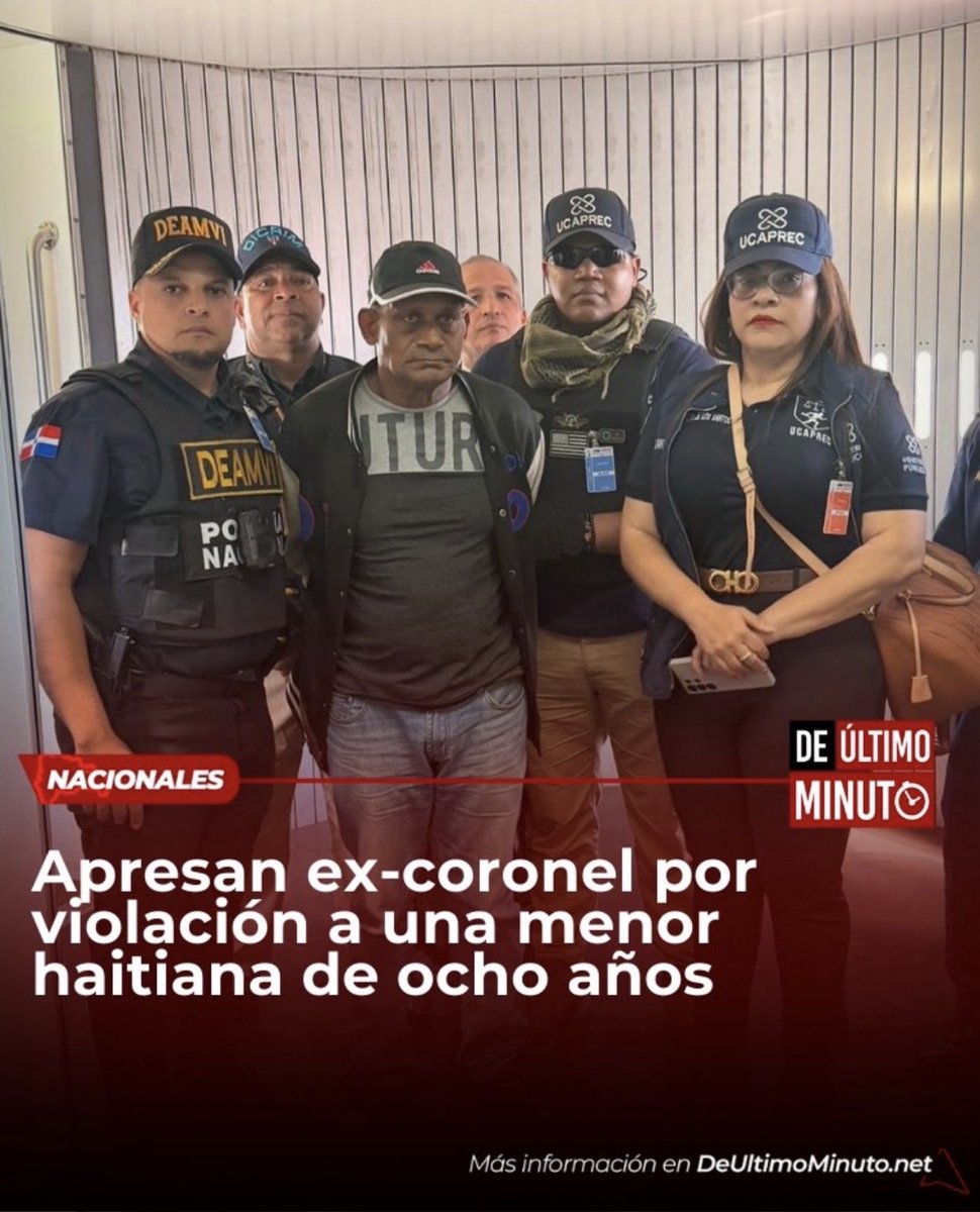 haitienespanol's tweet photo. Nicolás Núñez, ex coronel de la Policía Dominicana, violó a una niña haitiana de 8 años. Luego, ese PERRO se dio a la fuga, pero fue arrestado en el aeropuerto John F. Kennedy y extraditado desde Nueva York hacia la República Dominicana. https://t.co/v4RUltCOyV