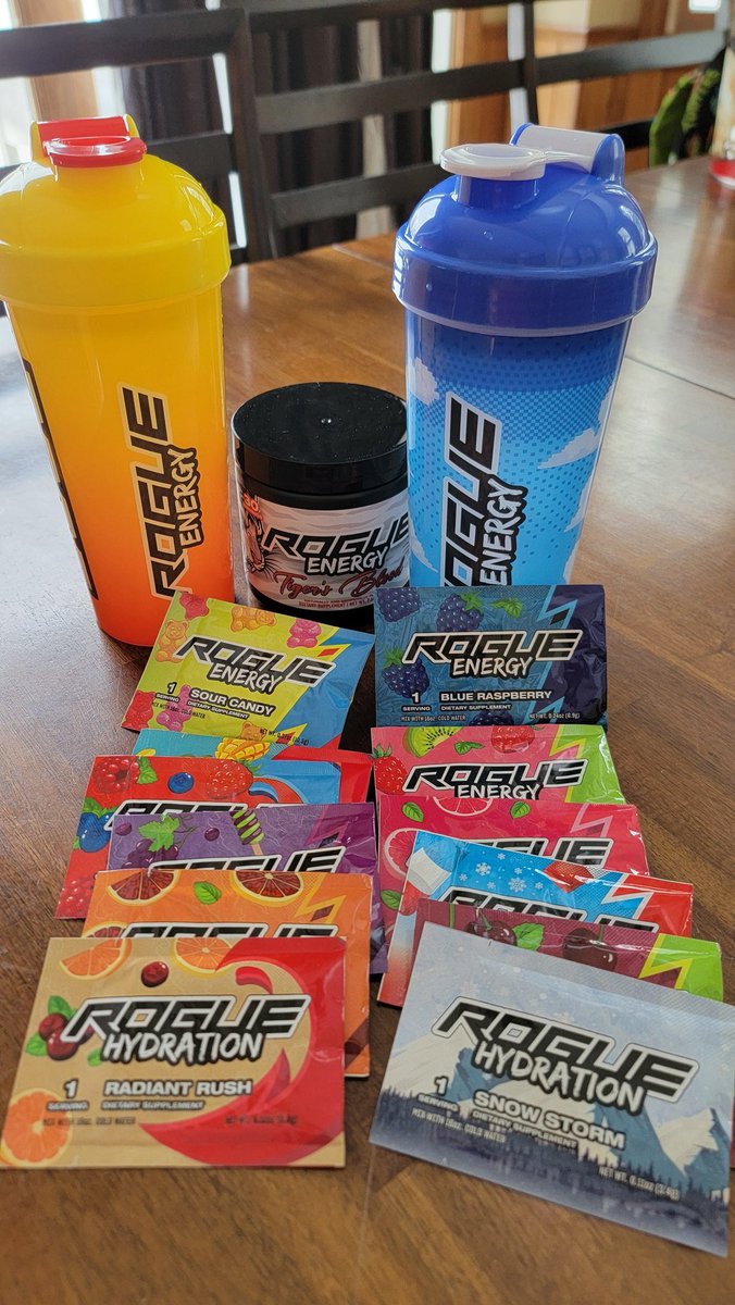 Thank you <a href="/TheRogueEnergy/">Rogue Energy</a> and <a href="/Topherexe/">Topher 🔜PAX East</a> for the welcome back care package!! The shaker cups are dope!! Can't wait to try the Tigers Blood flavor!!
Use code FLOCKADE to get a discout!!