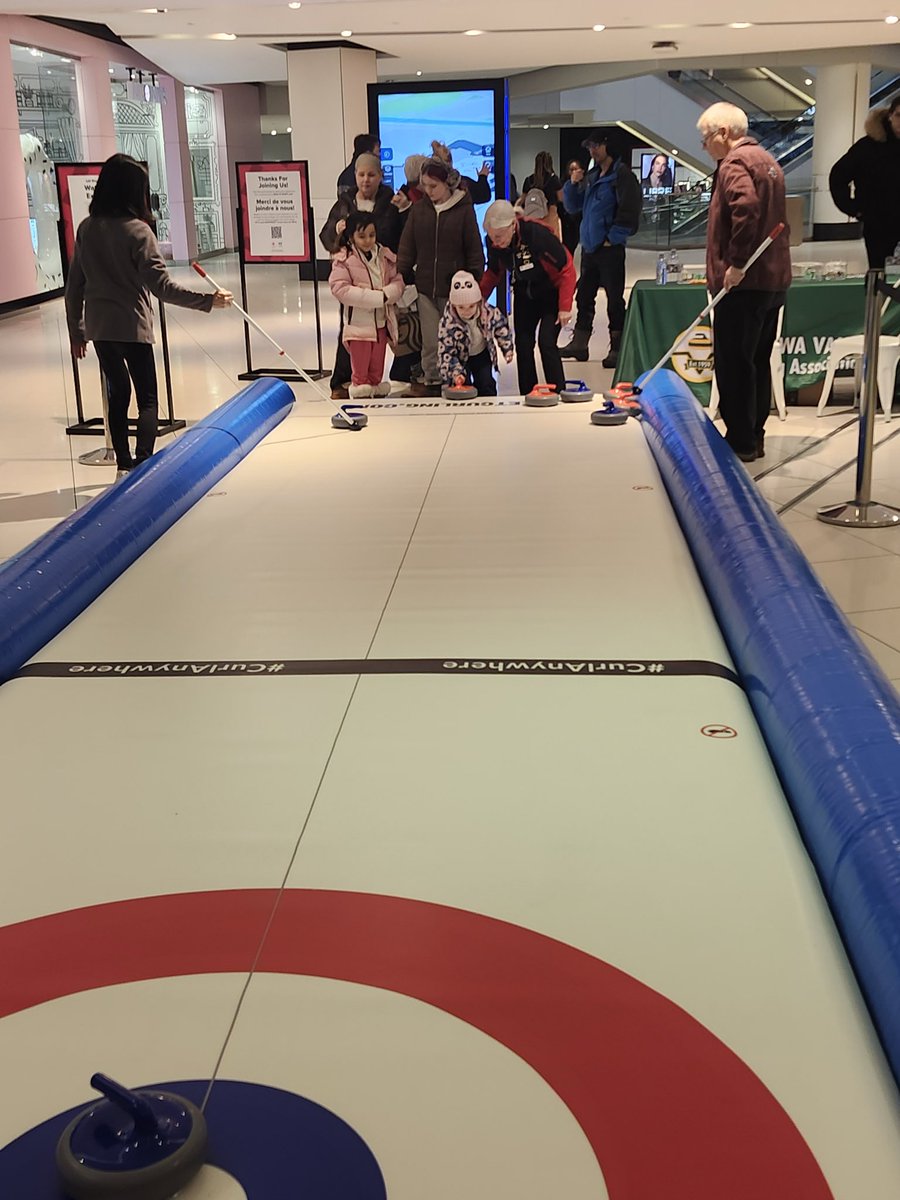 OVCAcurls's tweet photo. Bringing curling to the community one slide at a time! 🥌💥

The @ottawahuntclub is at @CFRideauCentre today with our inflatable street curling unit, giving kids and adults a chance to try curling. 

We’ll be here every weekend during the Olympics. Stop by and say hi! https://t.co/FCydGEAB4s