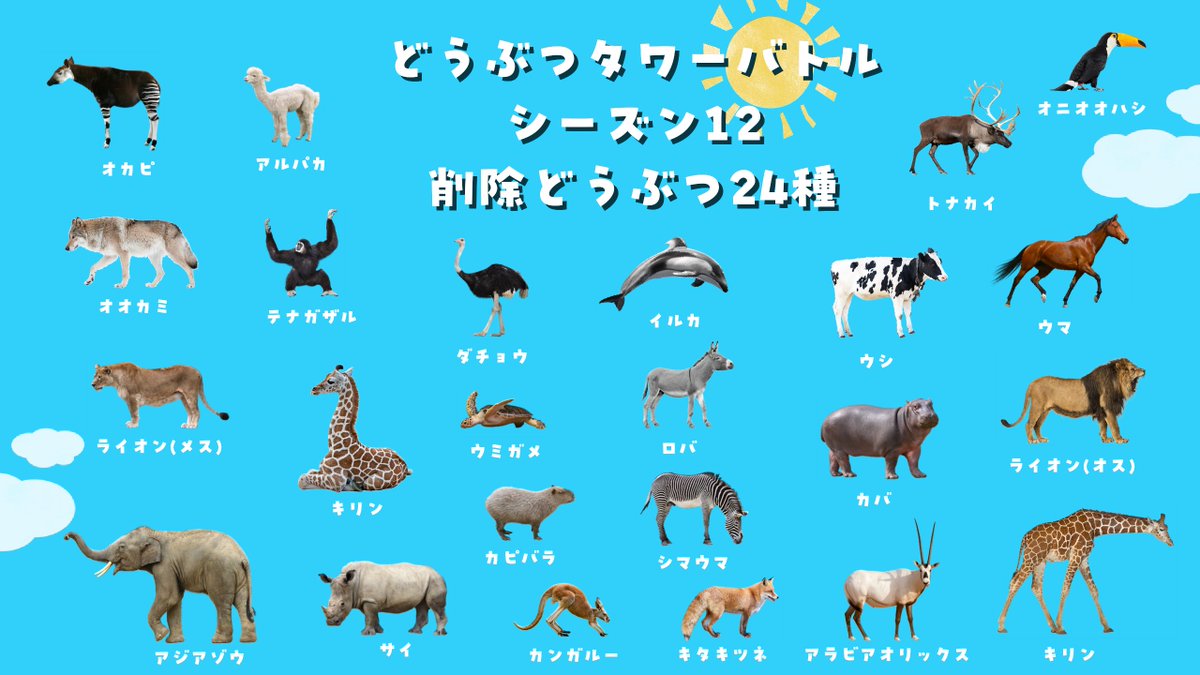bs_dtb's tweet photo. Ver.26.1.0 アップデート (2026 2/8) 
・シーズン12スタート🎊&amp;レートリセット
・35種類のどうぶつが登場 (新規4種/復刻14種/継続17種/削除24種) 
#どうぶつタワーバトル https://t.co/XYtY1lDNAn
