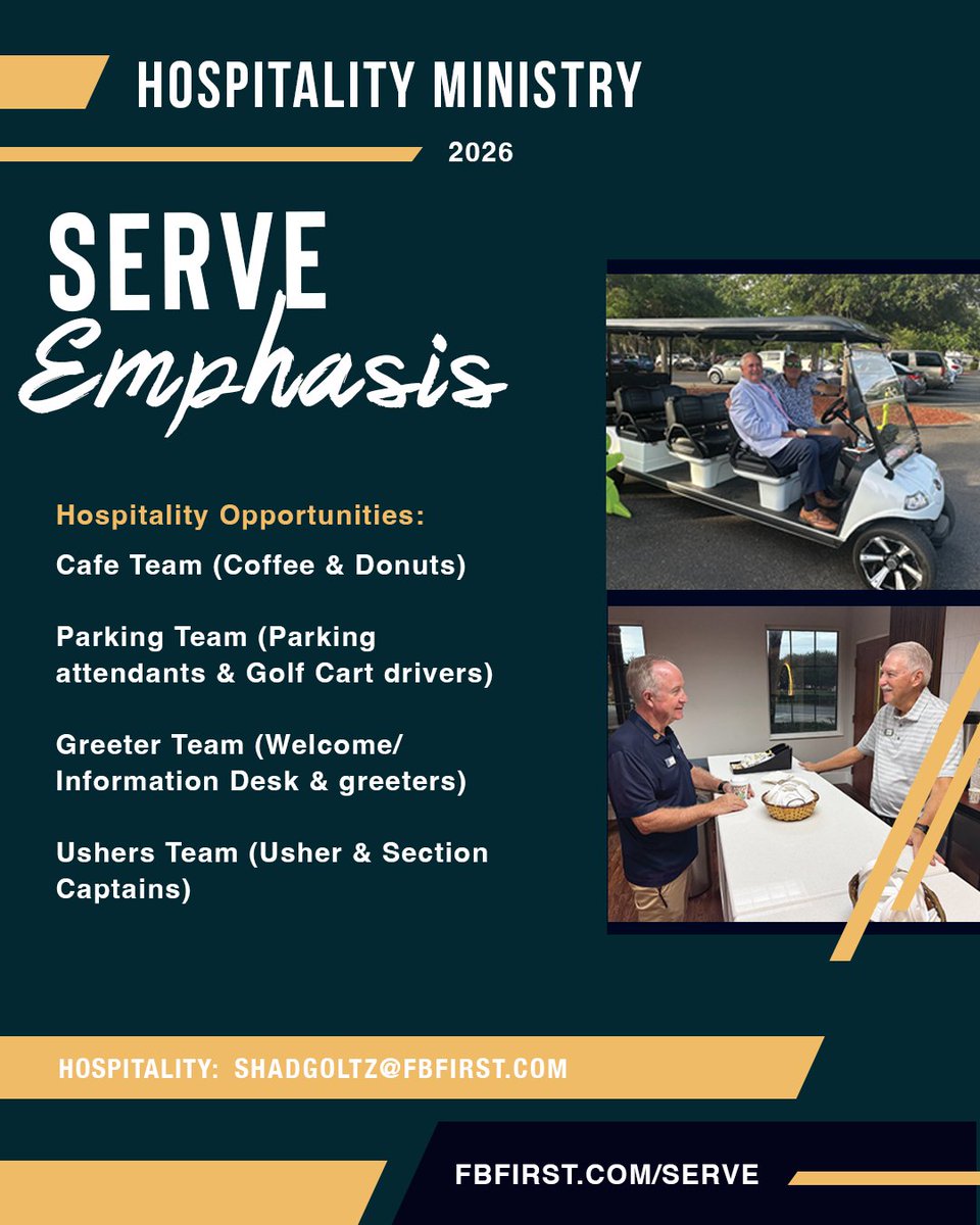FBFernandina's tweet image. Serve Emphasis Month 💛
This week we’re celebrating our Hospitality Ministry—café, parking, greeters &amp;amp; ushers—serving with joy and helping everyone feel at home. Thank you for serving with love! 
Join us: fbfirst.com/serve
#FBFirst