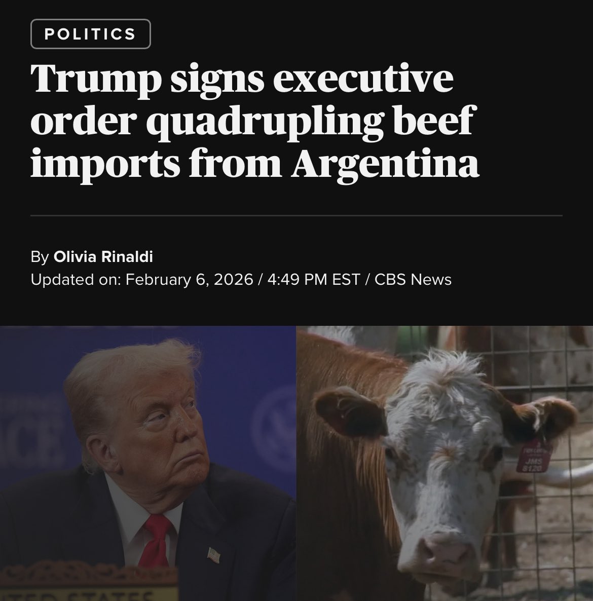 Trump is throwing American ranchers under the bus to help his buddy running Argentina into the ground.

America last, cronies first.