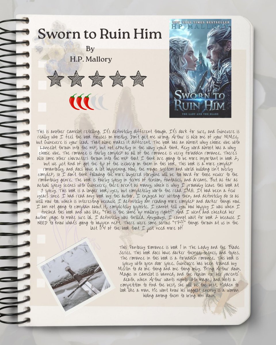 AliBookEscape's tweet photo. ⭐️⭐️⭐️⭐️⭐️
🌶️🌶️🌶️
📖Sworn to Ruin Him by H.P. Mallory
📚Book 1
✨Fantasy Romance
💘Enemies to Lovers 
❤️‍🔥Slow Burn
🤐Secret Identity 
🪄Magic
🖤Darker Themes
🚫Check TWs
📱Available on Kindle Unlimited 
🏰Camelot Retelling
#bookrec #booklovers #romantasy #romantasyrecs #bookreview https://t.co/4TJZywyV1Y