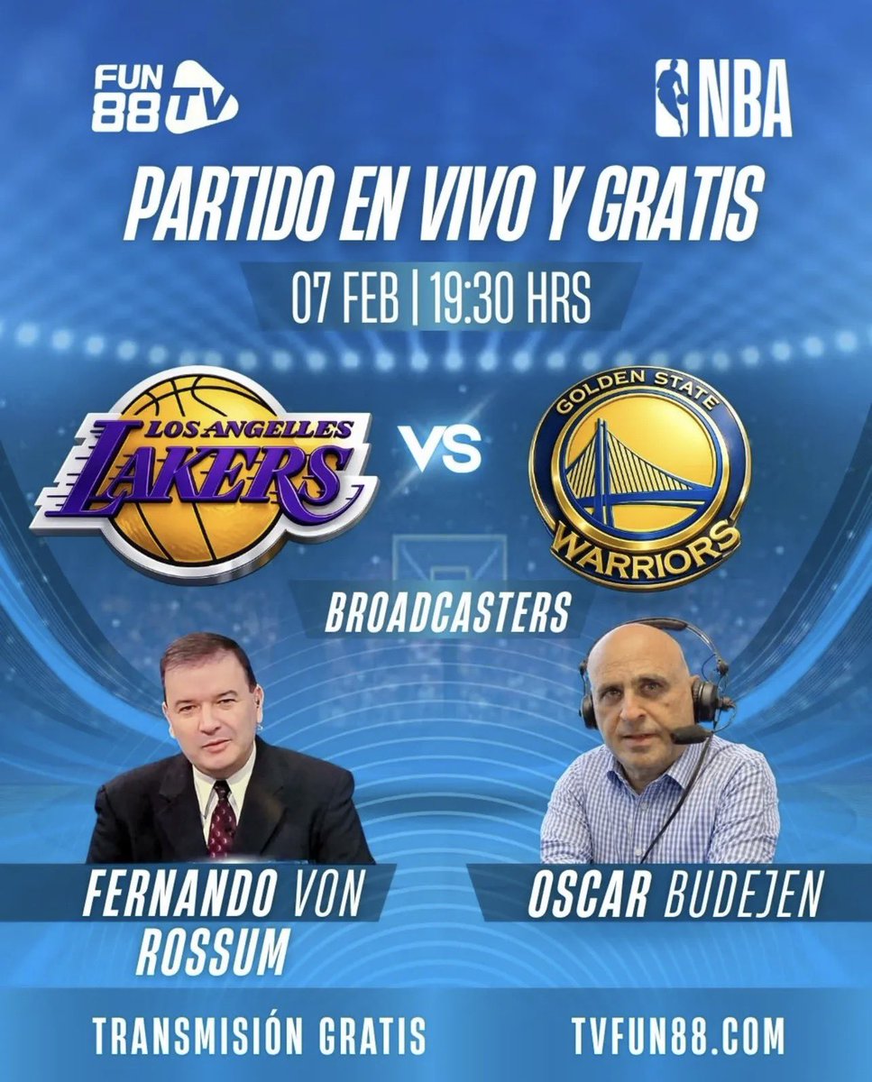 OscarBudejen's tweet photo. SΓBADO DE #NBA π EN VIVOβΌοΈ
WARRIORS π LAKERS
#DubNationΒ π #LakeShowΒ
ποΈ @fvonrossum @OscarBudejen
π π²π½ 19:30 | π¨π΄ π΅π¦ 20:30 | π»πͺ 21:30
π https://t.co/FY1TEN6Fva Arena | Los Angeles, CA
SINTONIZA AQUI ππ
π»π± https://t.co/xmGyO3b60U
#FUN88TV #Lakers #Warriors
πΈπTe regalamos $88 pesos solo por registrarte hoy.
π https://t.co/Yf8lQQ5VfDβ¦