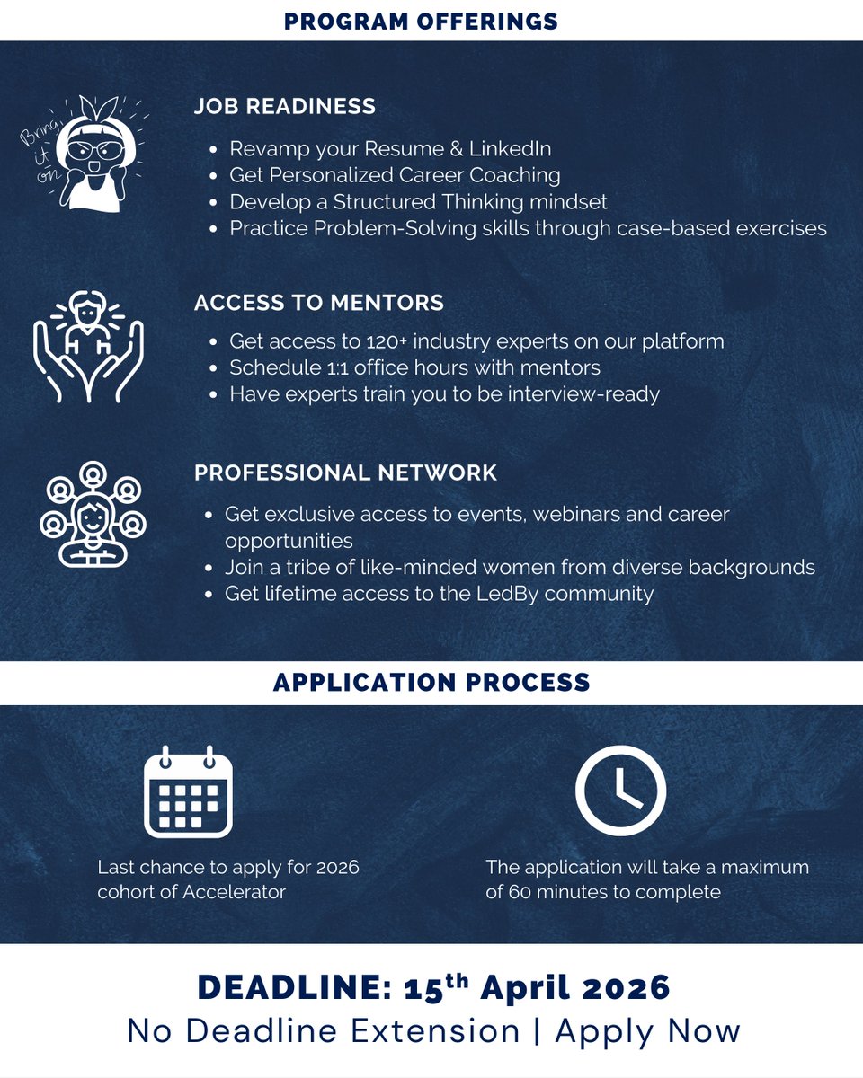 Calling Indian Muslim Women Ready to Step Into Their Leadership &amp; Professional Potential 💪🏻🧕🏻

LedBy Accelerator is calling you. You deserve to be in rooms where opportunities are created and growth is intentional.

🔵APPLY HERE: ledby.org/apply-for-ledby
Deadline: 15 March 2026