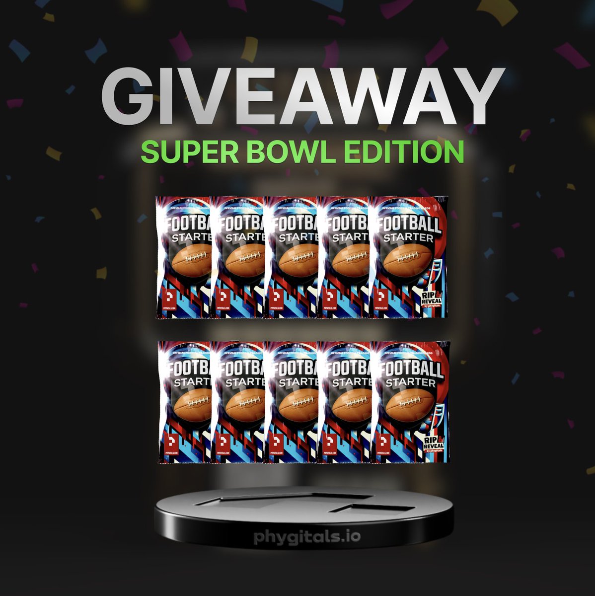 GIVEAWAY (10 WINNERS)🏈🎁

Tomorrow is Super Bowl Sunday, and we are giving away 10 Phygitals Football Packs to 10 different lucky winners.

All you need to do is:
- Like this post
- Follow <a href="/phygitals/">phygitals</a> 
- Tag (1) friend in the comments

BONUS: For this giveaway, we are allowing