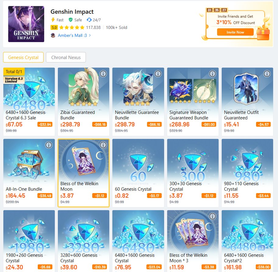 Up to 30% OFF for in‑game purchases 100% reliable :D

Planning to top up for the incoming banners? Don’t miss the discount~!
 Use me Lootbar link: lootbar.gg/shop/HG4444
Also, Join my Discord server: discord.gg/F35j7NZj

RTs appreciated :3
Genshin Pilot Services + Proofs ⬇