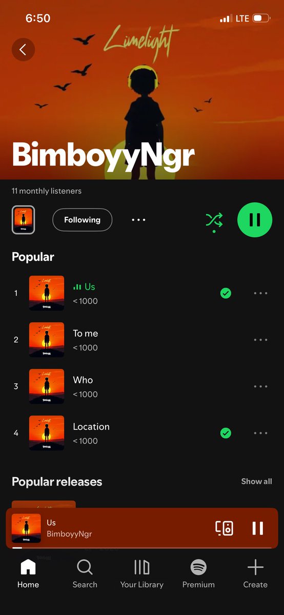 Omah lay: 11.6million monthly listeners 
Me: 11 monthly listeners 
It’s the same thing, just remove ‘6 million 😂🙂🥺🥹..smh.. if this enters your timeline. It’s a sign ..This is your sign to support upcoming artists 🇳🇬