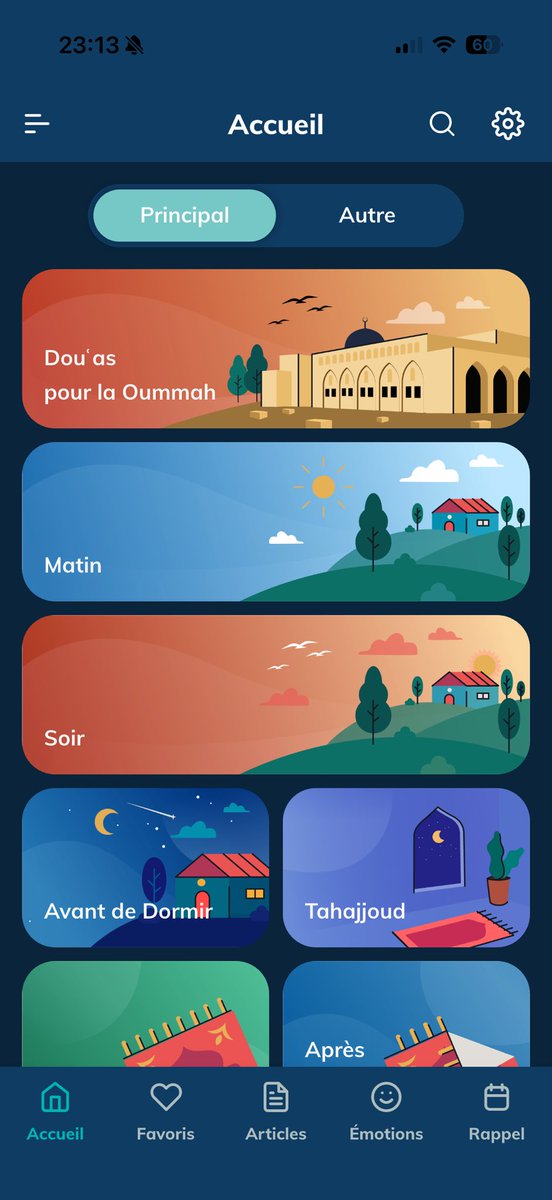 je conseillerais jamais assez cette appli franchement téléchargez là et lisez les duaas du matin et du soir ça prends 15min à tout casser et regardez juste comment la vie va s’améliorer, même les pires nouvelles deviennent légère