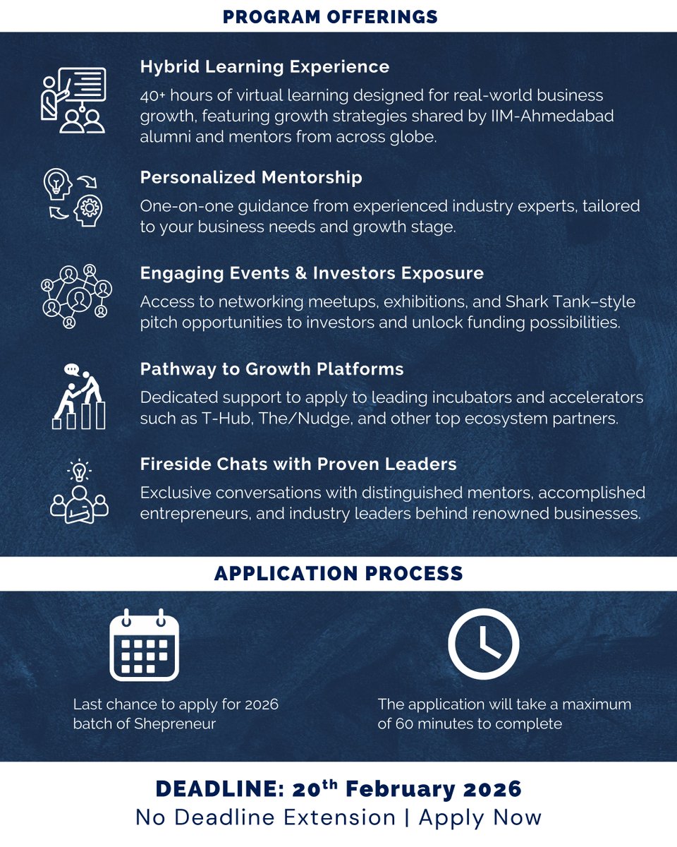 Calling All Indian Muslim Women Entrepreneurs Ready to Scale 🇮🇳

Presenting: LedBy Shepreneur Program. Now it’s time to build boldly, lead confidently, and step into the ecosystem your business truly deserves. 

🔵APPLY HERE: ledby.org/apply-for-ledby
Deadline: 20 February 2026
