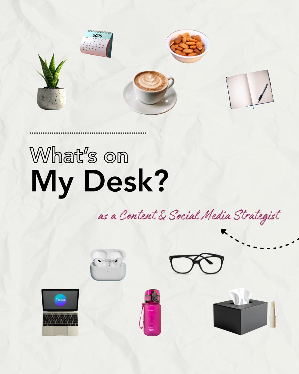 AafrInsight's tweet photo. I’ve been seeing this trend by @canva. I love how a simple desk setup can reveal the way we think, plan, and create.

 So here’s what’s on my desk as a Content &amp; Social Media Strategist, the essentials that keep ideas sharp, creativity flowing, and execution consistent every day. https://t.co/uIUL2RP8ZF