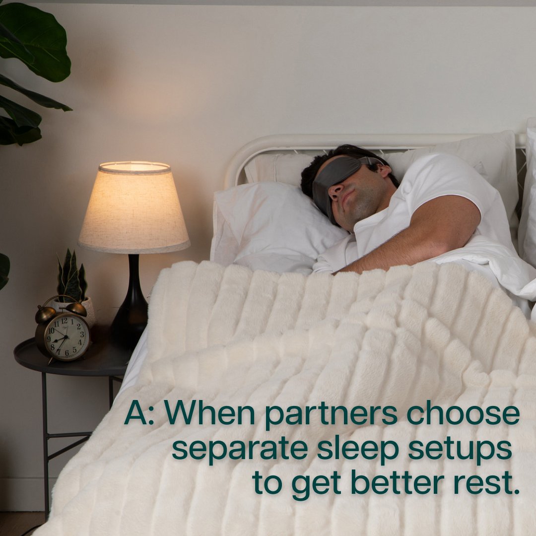 charlottesweb's tweet photo. Different schedules, snoring, light sleep—it happens. The goal isn’t sleeping the same. It’s sleeping better. 

Visit our sleep collection: https://t.co/yaf3uwSj6U https://t.co/81Mg3C9YQU