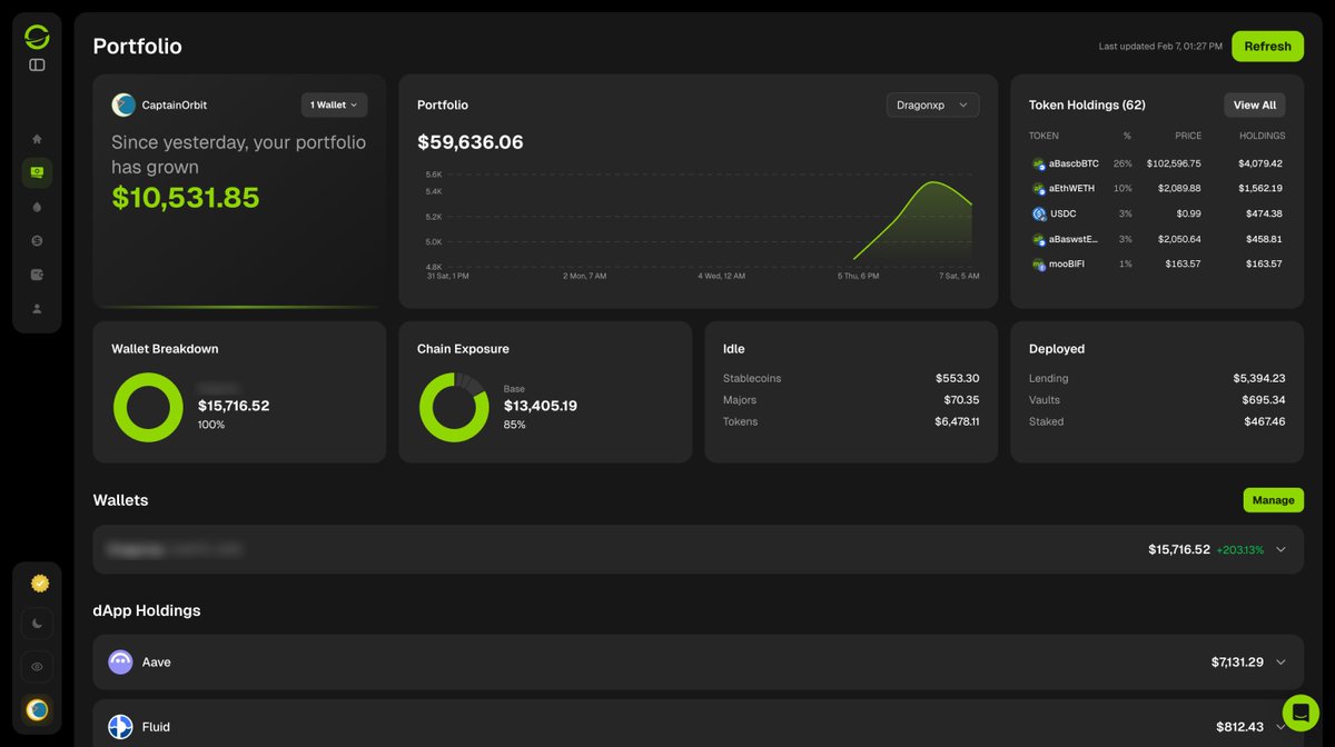 Alright alright 🚀

BIG feature coming to DeFi Orbit: Portfolios

Founding + Charter Members get real-time visibility across:

✅ All assets
✅ All wallets
✅ EVM + Solana
✅ One dashboard

Even if we don’t support a protocol yet… you’ll still see it all 👀🔥 

Stay tuned!