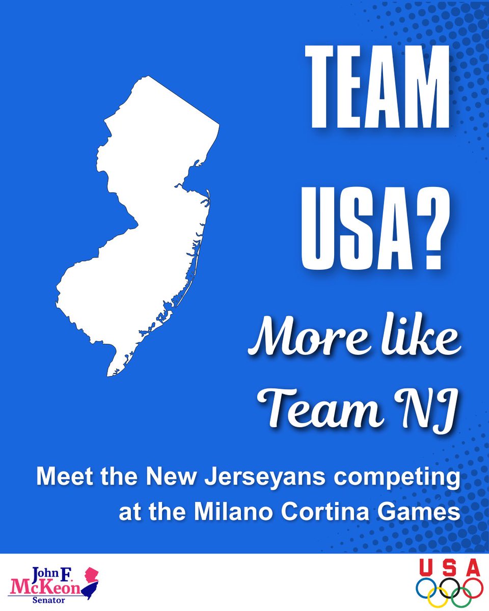 JohnFMcKeon's tweet photo. I love my country (New Jersey)! With the start Olympic winter games, check out the New Jersey athletes competing in Milan and Cortina! Let’s go @teamusa! https://t.co/GB0EozxTGP