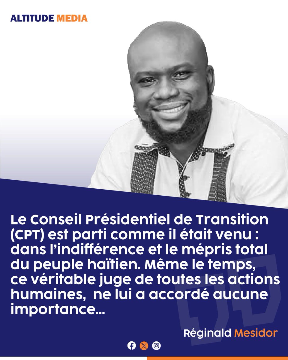 Altitudemedia5's tweet photo. Le Conseil présidentiel de transition (CPT) a quitté la scène sans laisser d’empreinte notable. cette expérience marque un épisode douloureux de plusieurs, appelé à rester comme un rappel des erreurs à ne plus répéter dans l’histoire politique du pays. https://t.co/Oe6Ho3vxAm