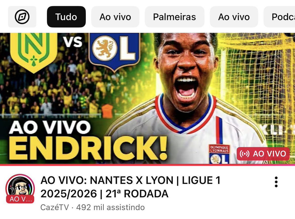 rachaonews's tweet photo. Quase 500 mil pessoas vendo um NANTES x LYON na Cazetv por causa do ENDRICK 🤯🔥 https://t.co/1upGxjxuO5