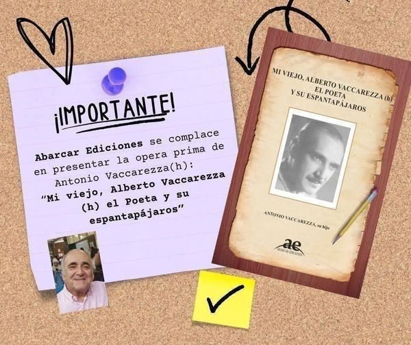 Compartimos con ustedes, la más reciente obra de:
ANTONIO VACCAREZZA, integrante del linaje creador del sainete porteño.
Autores que se suman a la hora de elegirnos y editar  Se agranda la familia de Abarcar 📖
<a href="/abarcaredic/">Abarcar Ediciones</a>
📚
#vaccarezza #libro #poeta #sainete #editorial #editar